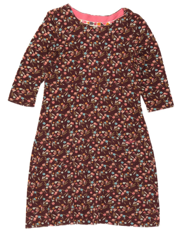 Weird Fish Womens Long Sleeve Sheath Dress UK 12 Medium Purple Floral