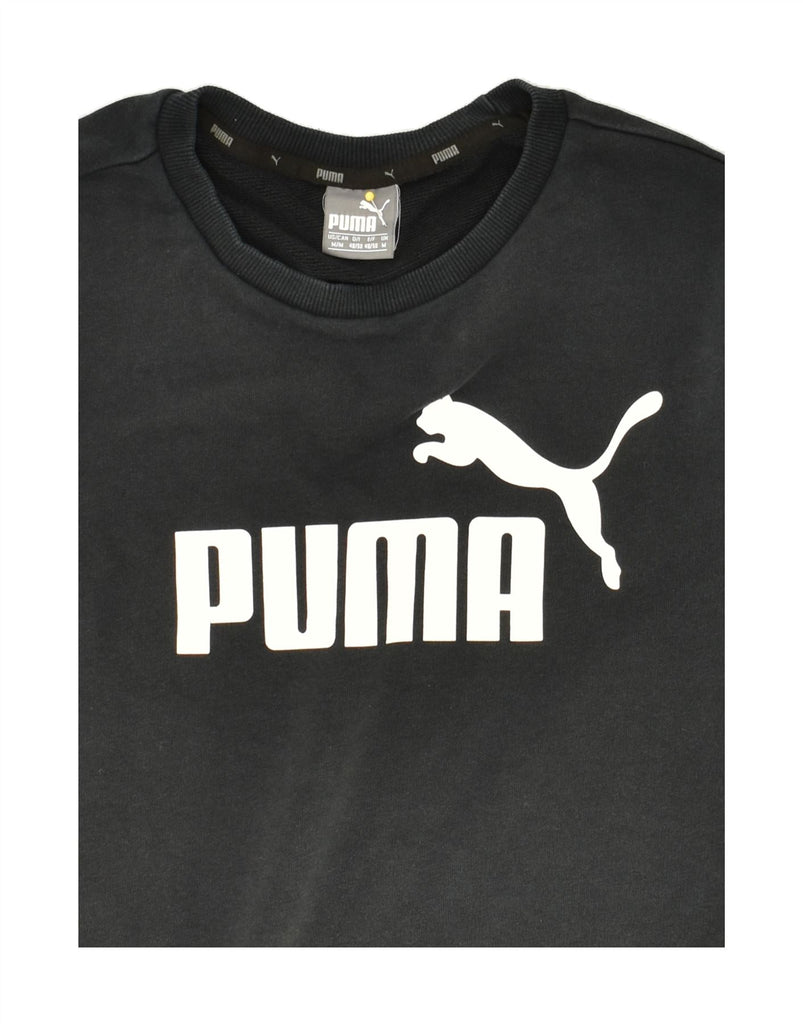 PUMA Mens Graphic Sweatshirt Jumper Medium Black Polyester | Vintage Puma | Thrift | Second-Hand Puma | Used Clothing | Messina Hembry 