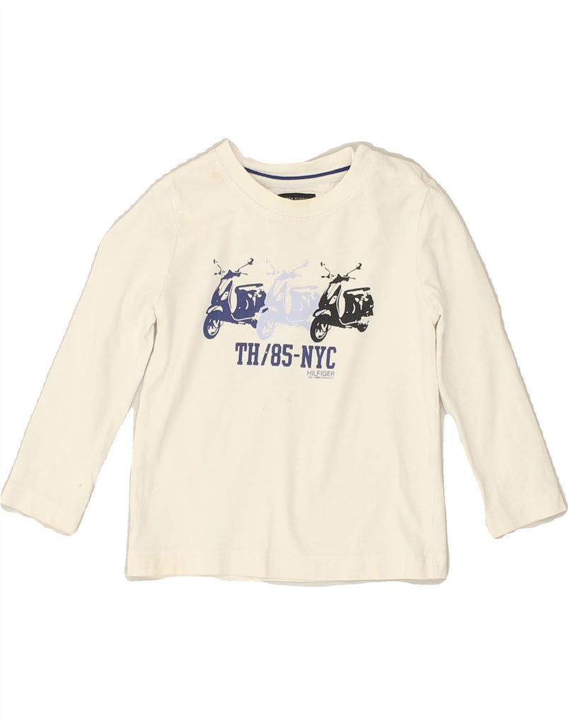 TOMMY HILFIGER Baby Boys Graphic Top Long Sleeve 18-24 Months White Cotton | Vintage Tommy Hilfiger | Thrift | Second-Hand Tommy Hilfiger | Used Clothing | Messina Hembry 