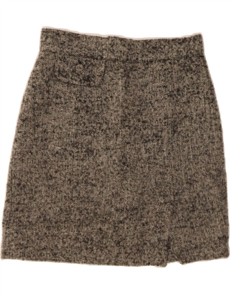 PINKO Womens Straight Skirt UK 10 Small W26  Grey Herringbone Wool Vintage Pinko and Second-Hand Pinko from Messina Hembry 