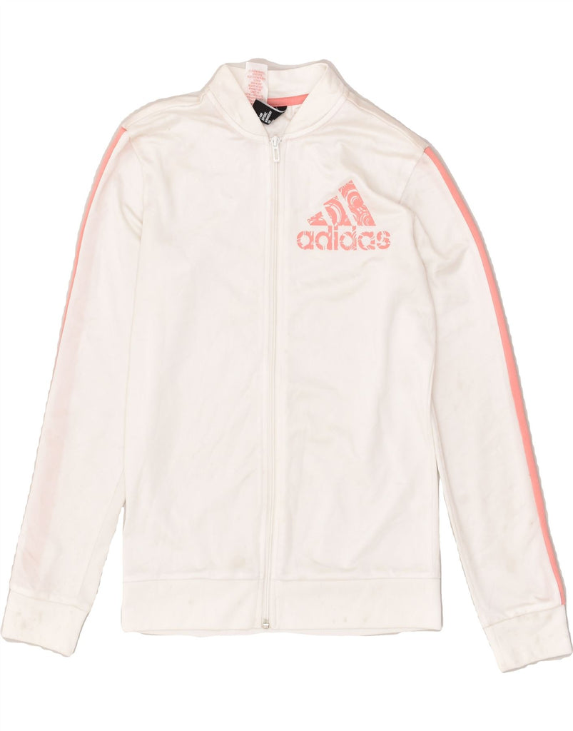 ADIDAS Girls Graphic Tracksuit Top Jacket 14-15 Years White Polyester | Vintage Adidas | Thrift | Second-Hand Adidas | Used Clothing | Messina Hembry 