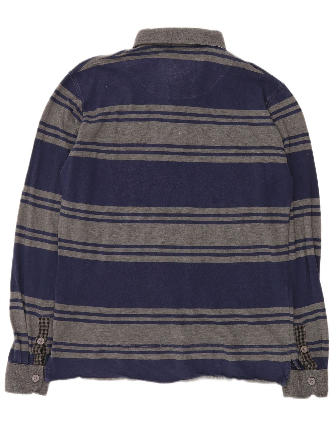 Best Company Mens Long Sleeve Rugby Polo Shirt 2XL Grey Striped Cotton