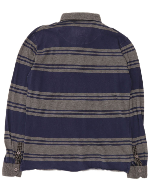 Best Company Mens Long Sleeve Rugby Polo Shirt 2XL Grey Striped Cotton