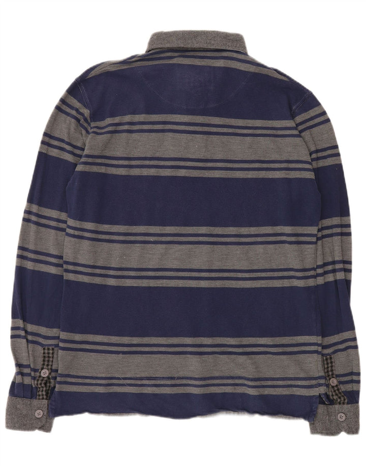 Best Company Mens Long Sleeve Rugby Polo Shirt 2XL Grey Striped Cotton