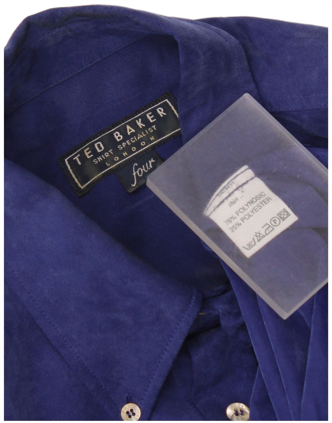 Ted Baker Mens Shirt Size 4 Large Blue Polynosic