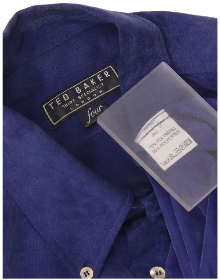 Ted Baker Mens Shirt Size 4 Large Blue Polynosic
