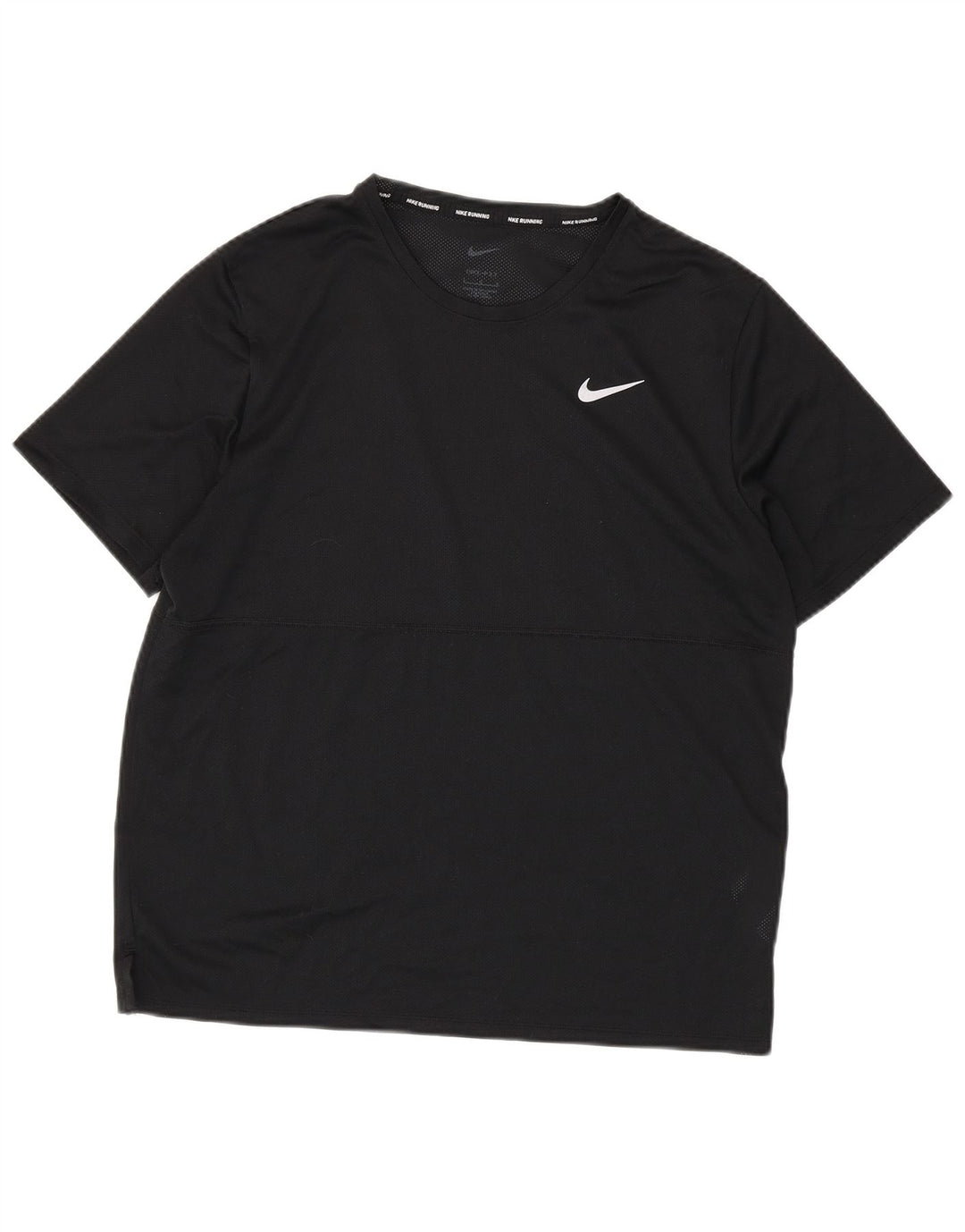 Nike Mens Dri Fit Running T-Shirt Top Large Black Polyester