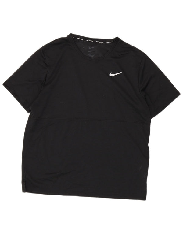 Nike Mens Dri Fit Running T-Shirt Top Large Black Polyester
