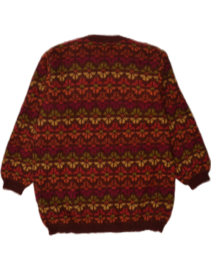 BENETTON Mens Crew Neck Jumper Sweater Large Burgundy Fair Isle Mohair | Vintage Benetton | Thrift | Second-Hand Benetton | Used Clothing | Messina Hembry 