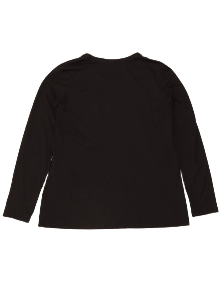 Nike Womens Dri Fit Graphic Top Long Sleeve UK 20 2XL Black Polyester