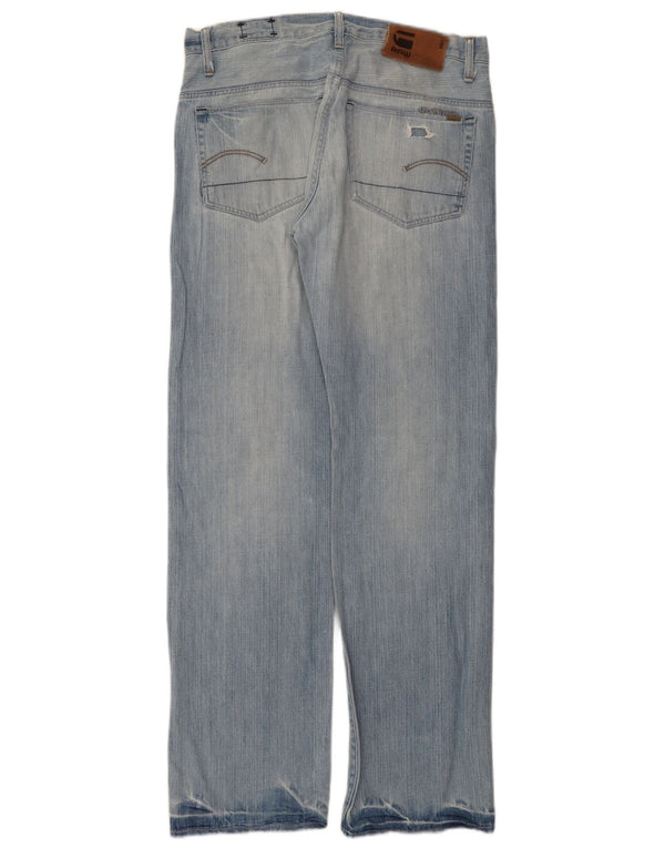 G-Star Mens Distressed Straight Jeans W32 L34 Blue Cotton
