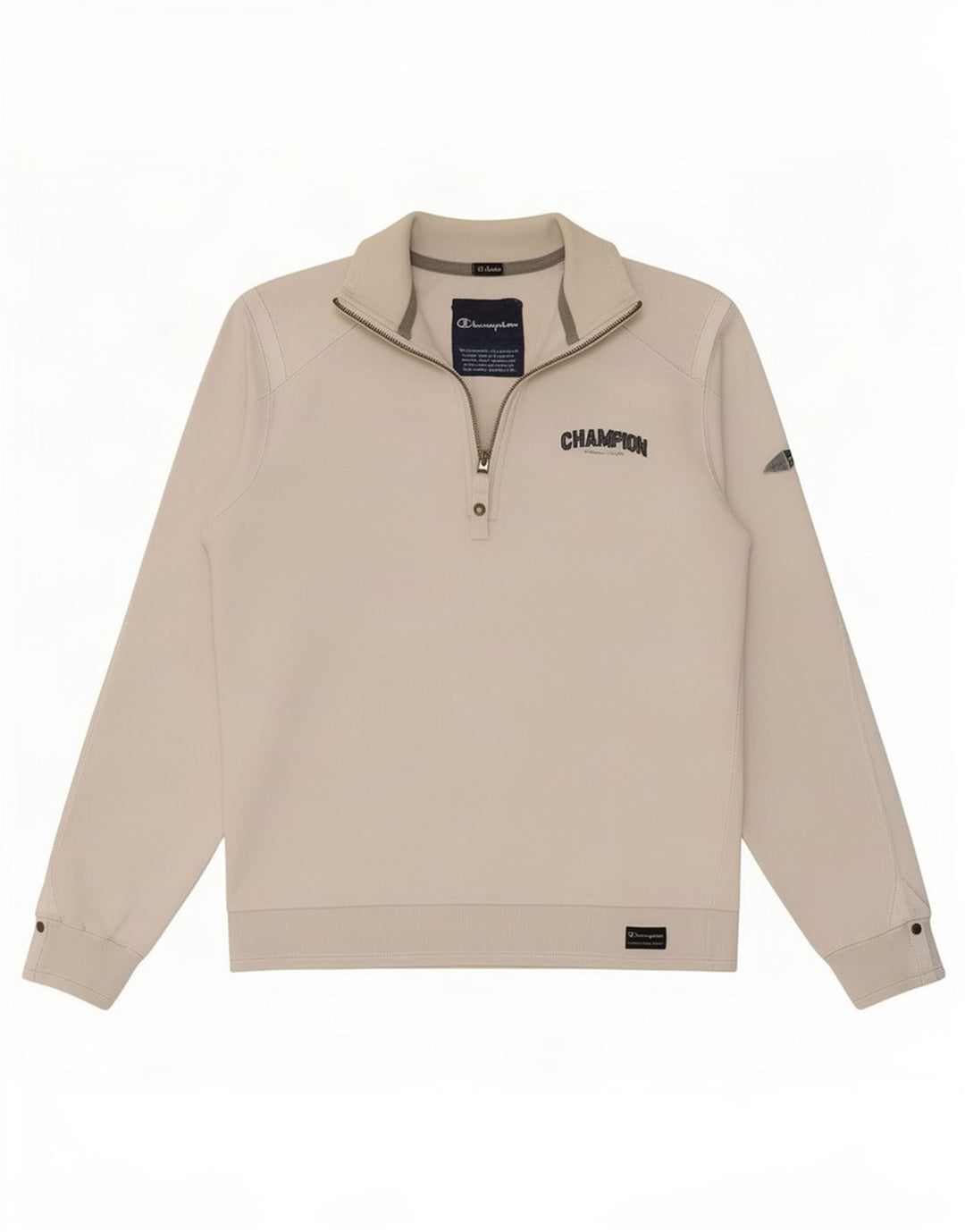 Champion Mens Zip Neck Sweatshirt Jumper Medium White Cotton