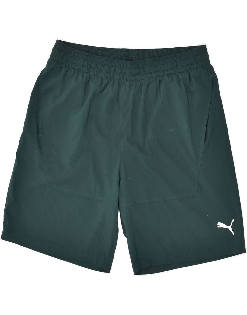 PUMA Mens Sport Shorts XL Green Polyester | Vintage Puma | Thrift | Second-Hand Puma | Used Clothing | Messina Hembry 