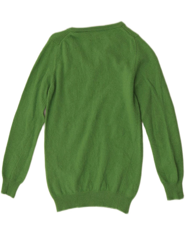 Gant Womens V-Neck Jumper Sweater UK 6 XS Green Lambswool