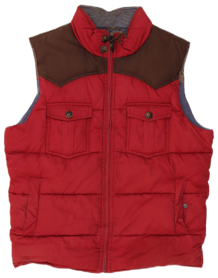 Ted Baker Mens Padded Gilet Size 5 XL Red Colourblock Cotton