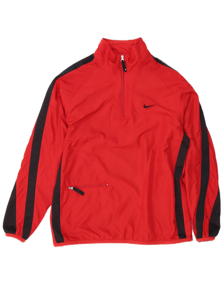 NIKE Mens Pullover Tracksuit Top Jacket XL Red Colourblock Polyester