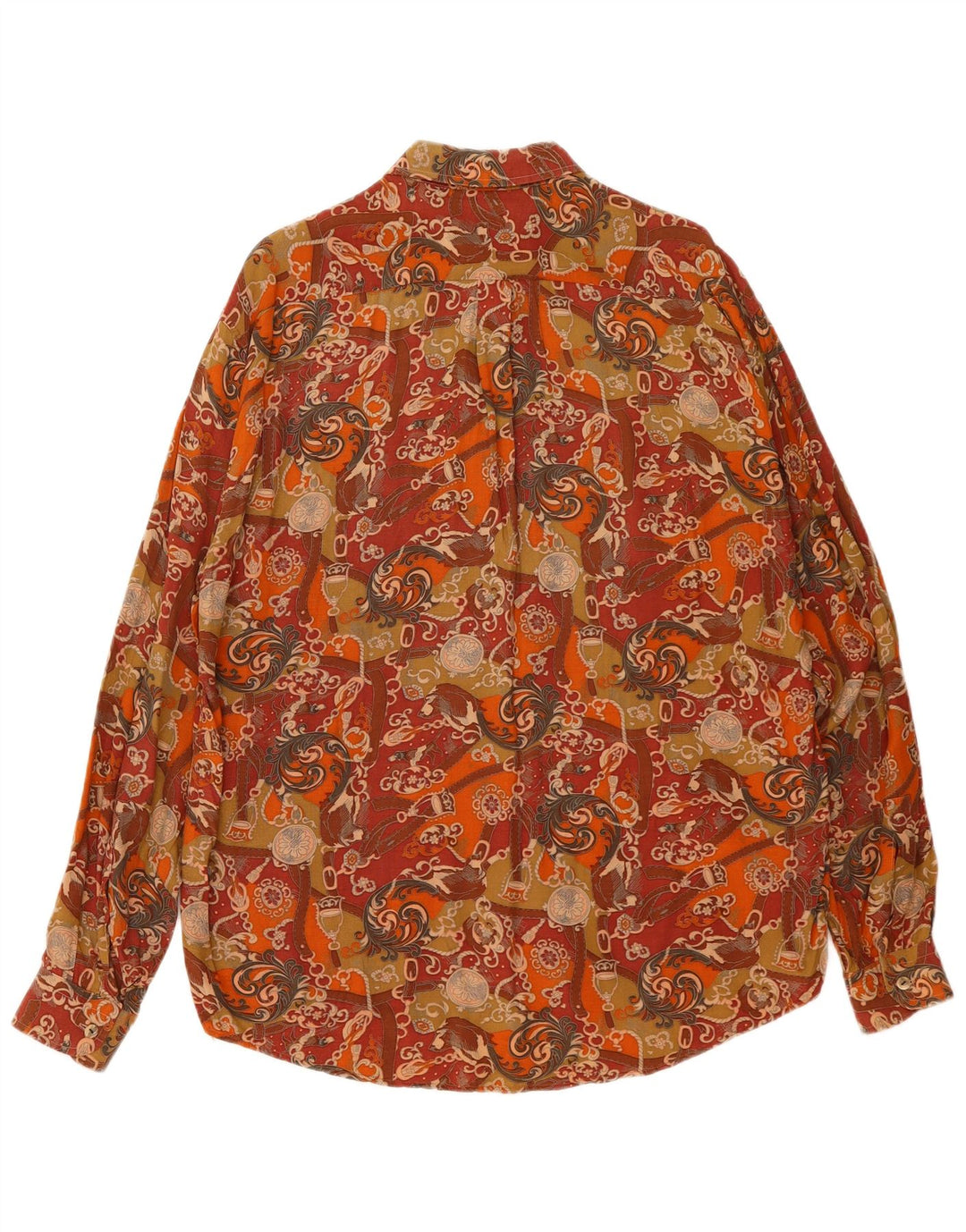 Cotton Club Mens Shirt Medium Brown Floral Viscose