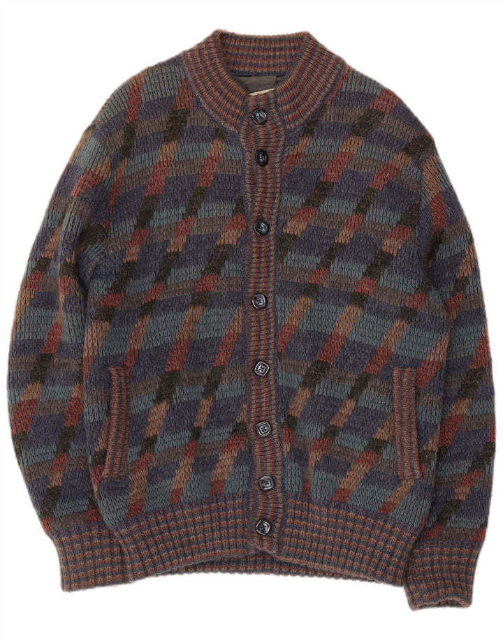 Vintage Mens Cardigan Sweater Medium Multicoloured Striped