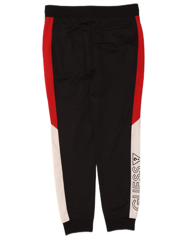 Guess Mens Graphic Tracksuit Trousers Joggers Medium Black Colourblock