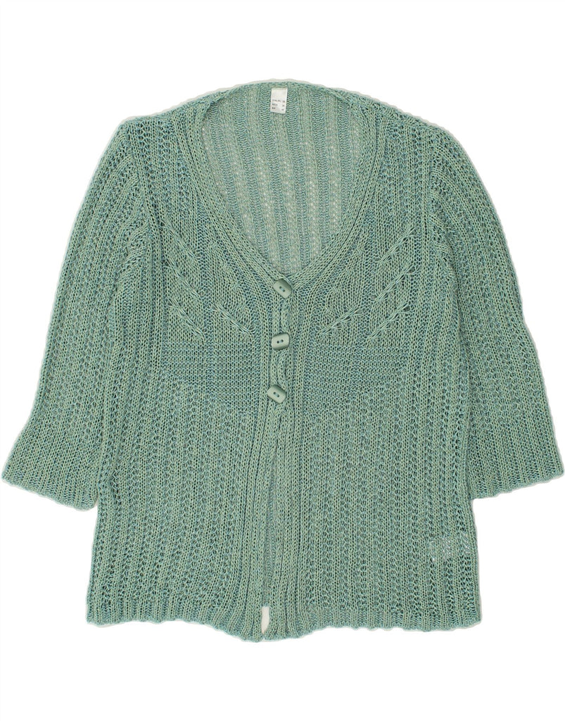 VINTAGE Womens 3/4 Sleeve Cardigan Sweater EU 38 Medium Green Acrylic | Vintage Vintage | Thrift | Second-Hand Vintage | Used Clothing | Messina Hembry 