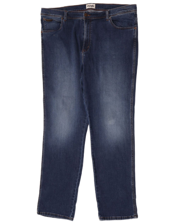 Wrangler Mens Texas Straight Jeans W42 L34 Navy Blue Cotton