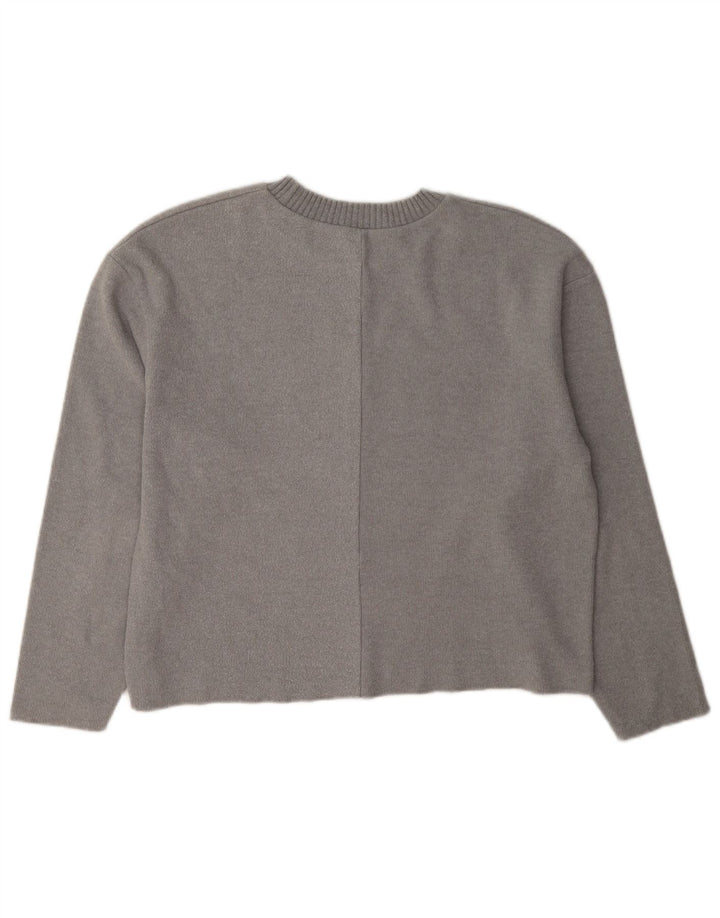Zara Womens Loose Fit Top Long Sleeve UK 10 Small Grey Polyester