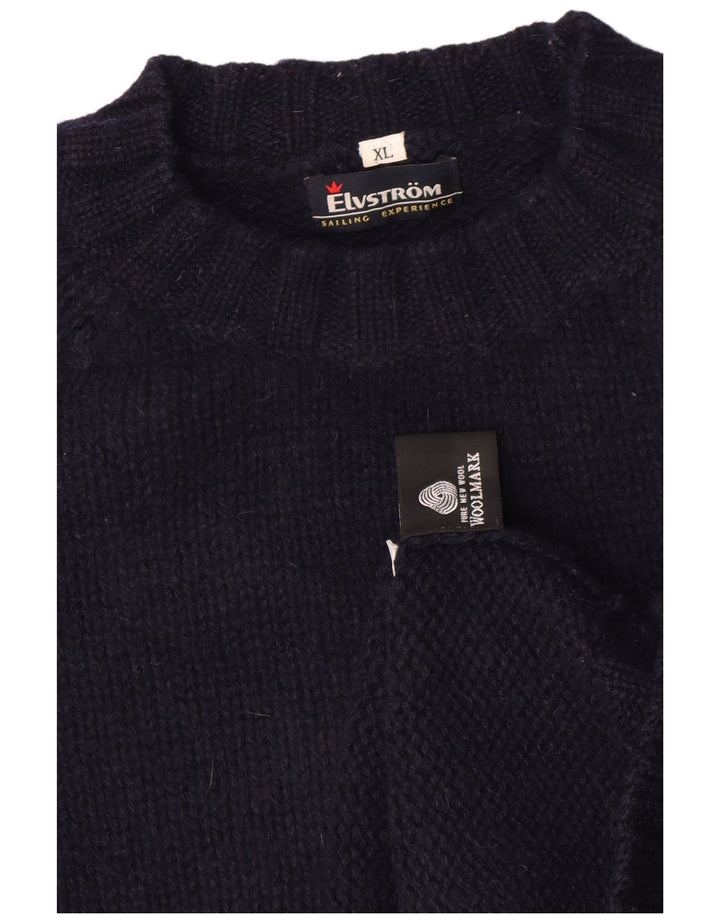 Elvstrom Mens Turtle Neck Jumper Sweater XL Navy Blue Wool
