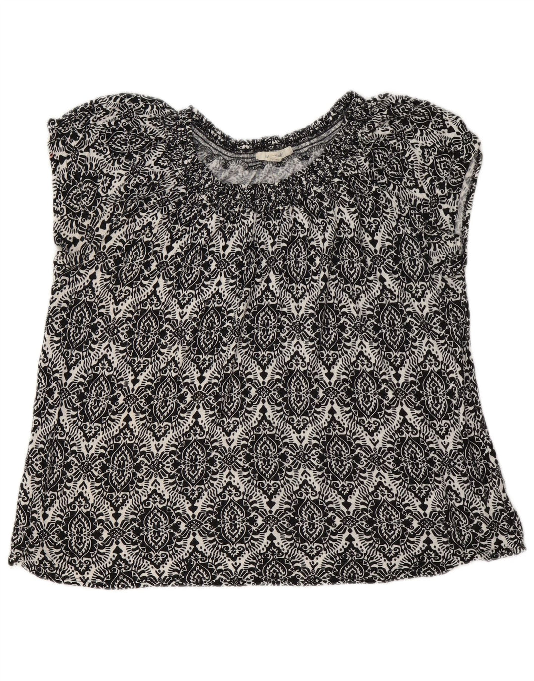 White Stuff Womens Blouse Top UK 14 Large Black Paisley Linen