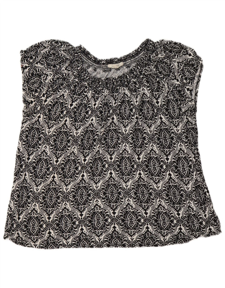 White Stuff Womens Blouse Top UK 14 Large Black Paisley Linen