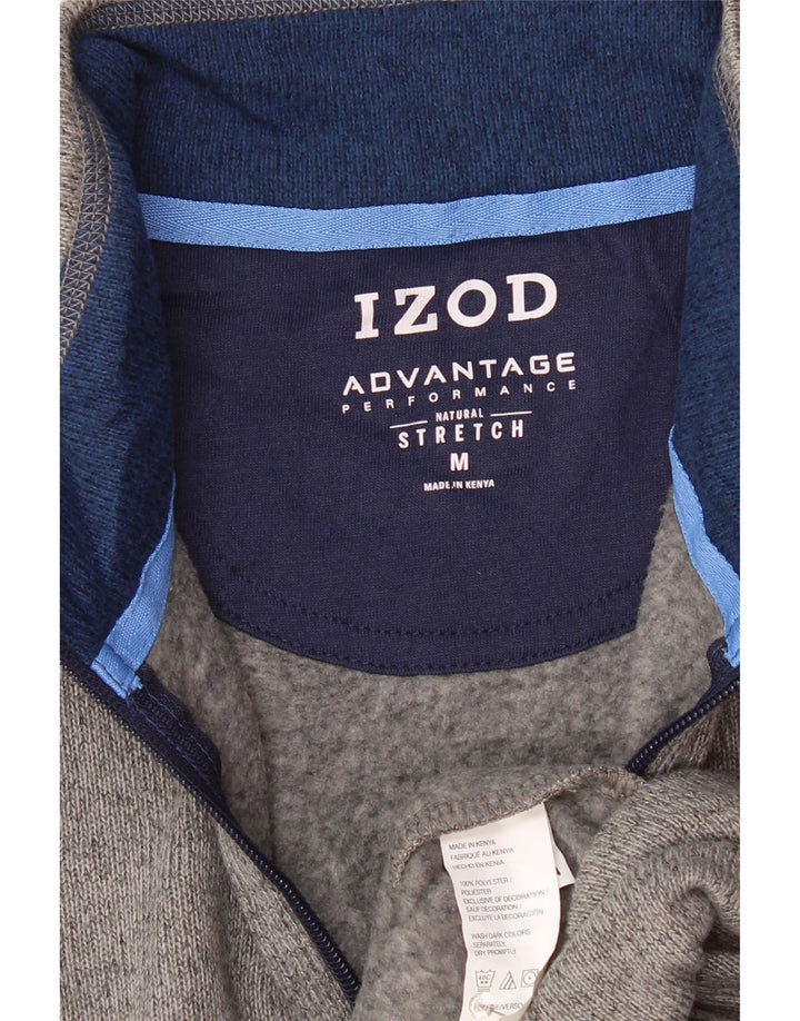 IZOD Mens Zip Neck Sweatshirt Jumper Medium Grey Flecked Polyester