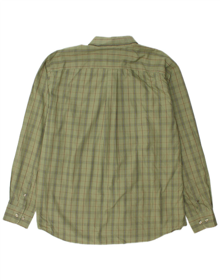EDDIE BAUER Mens Relaxed Fit Shirt Large Green Check Cotton