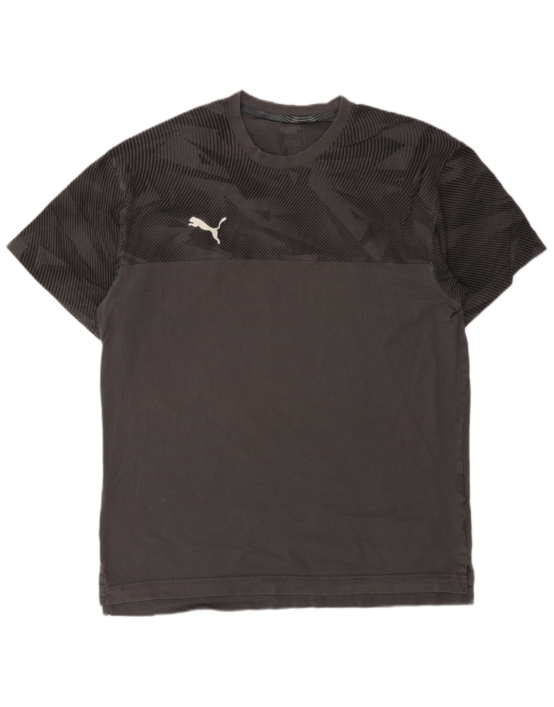 Puma Mens T-Shirt Top Large Grey Geometric Cotton