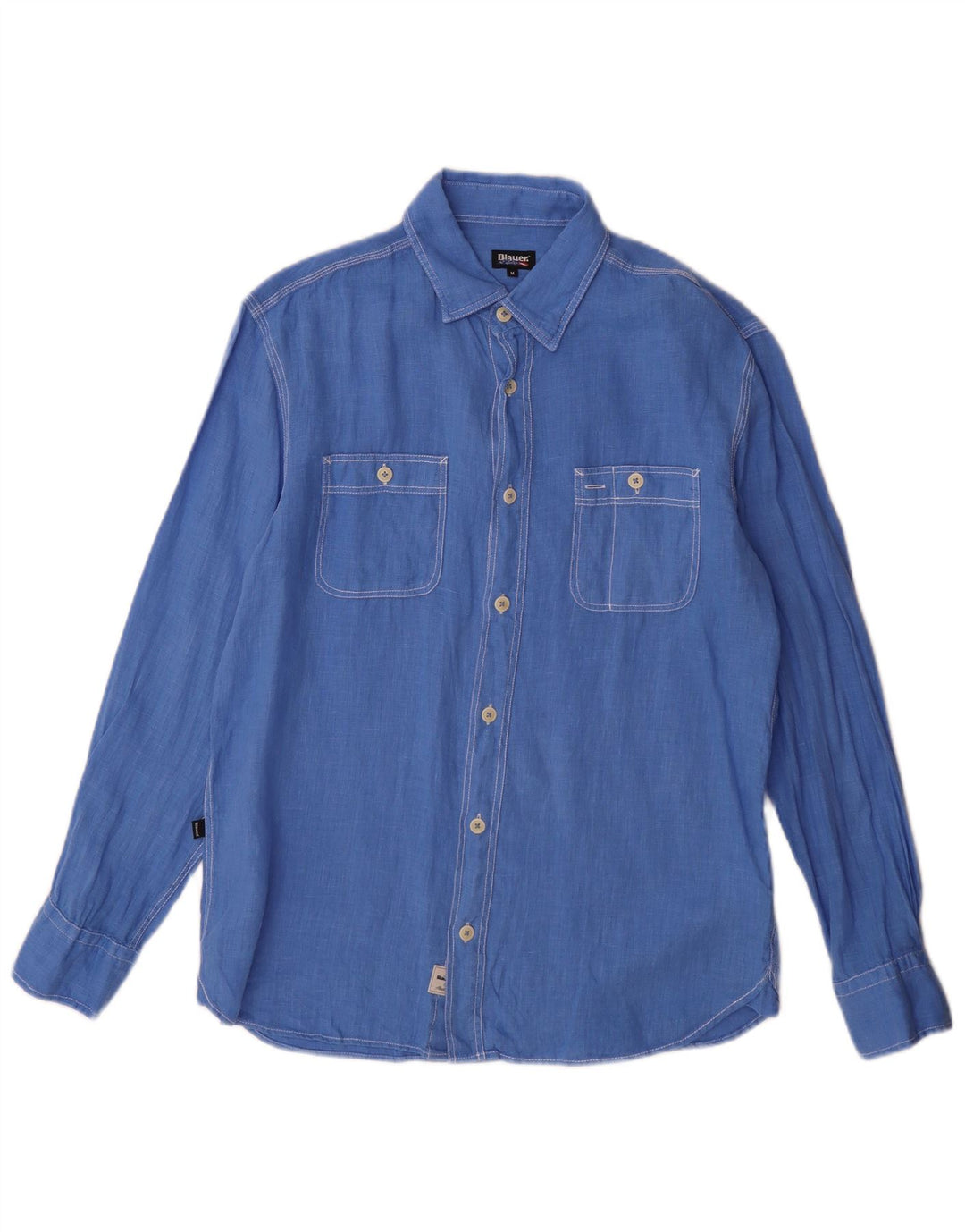 Blauer Mens Shirt Medium Blue Linen