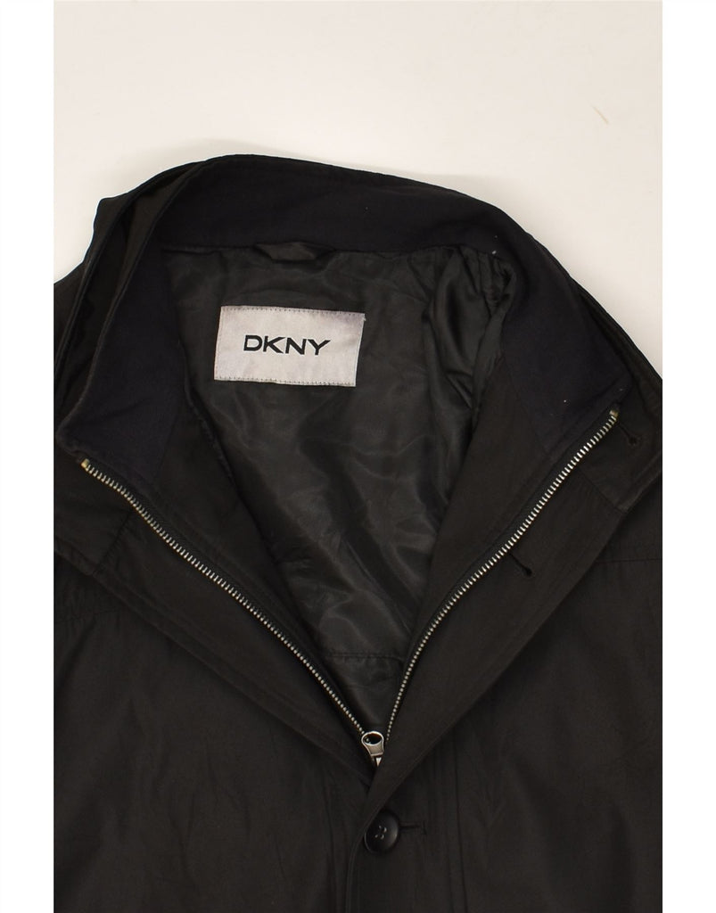 DKNY Mens Overcoat UK 40 Large Black Polyester | Vintage Dkny | Thrift | Second-Hand Dkny | Used Clothing | Messina Hembry 