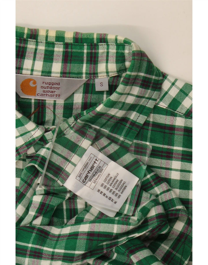 CARHARTT Mens Short Sleeve Shirt Small Green Check Cotton