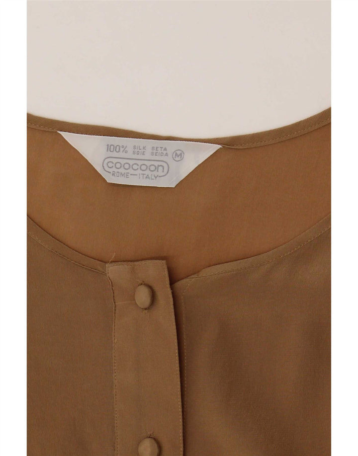 Coocoon Womens Sleeveless Shirt Blouse UK 12 Medium Brown Silk