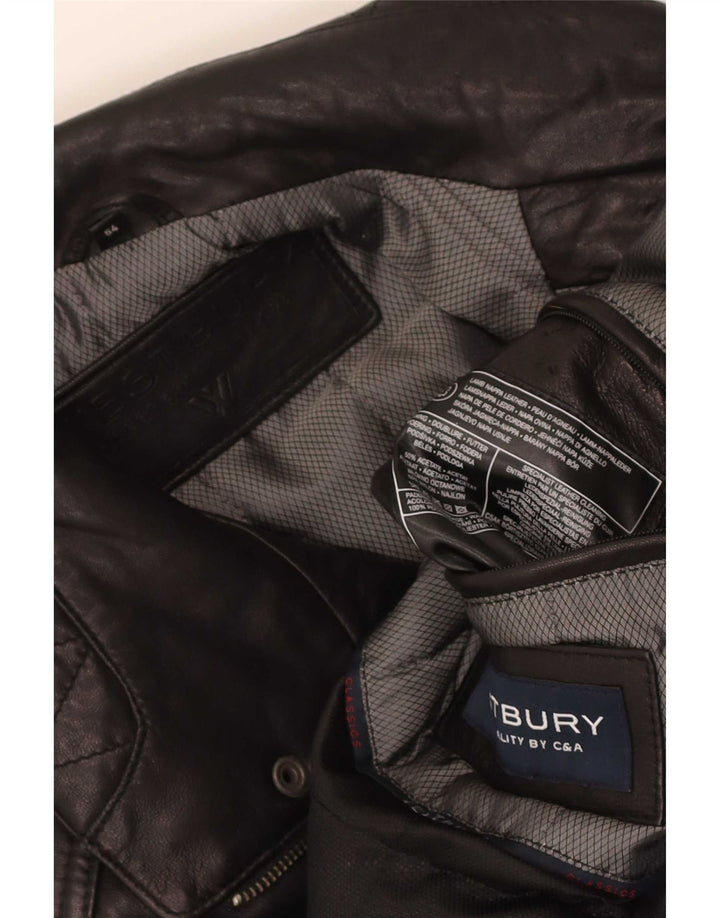 WESTBURY Mens By C&A Leather Jacket EU 54 2XL Black