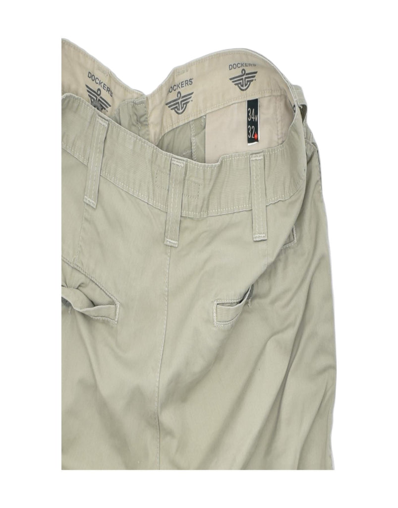 DOCKERS Mens Straight Casual Trousers W34 L28 Beige Cotton | Vintage | Thrift | Second-Hand | Used Clothing | Messina Hembry 