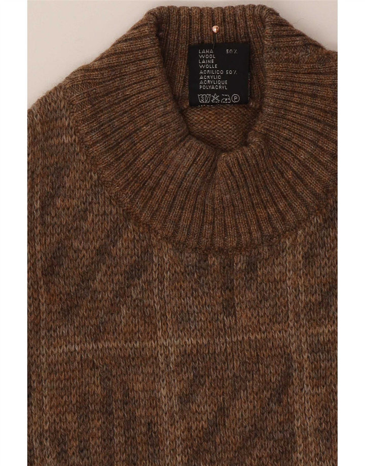 Rinaldi Mens Geometrical Jumper Sweater Medium Brown Geometric Classic