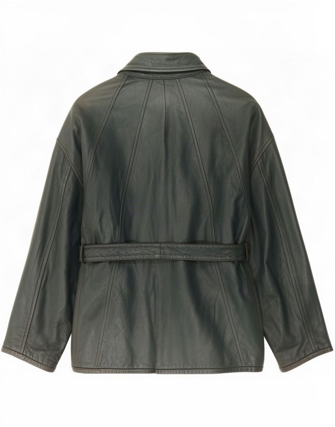 Aicad Womens Leather Jacket IT 42 Medium Green
