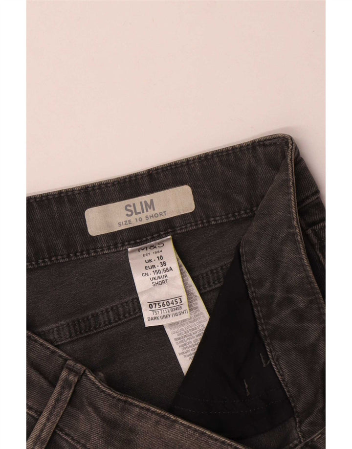 Marks & Spencer Womens Slim Jeans UK 10 Small W30 L28 Grey Cotton