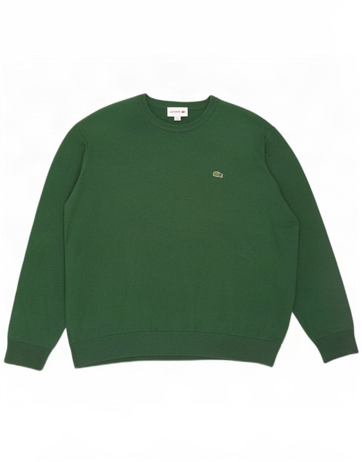 Lacoste Mens Boat Neck Jumper Sweater Size 7 2XL Green Wool
