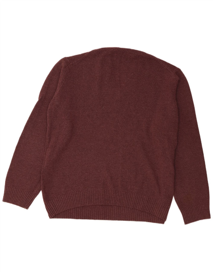 Marks & Spencer Mens V-Neck Jumper Sweater XL Burgundy Wool