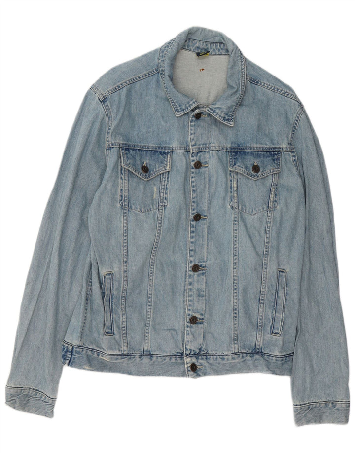 ZARA Mens Denim Jacket UK 42 XL Blue Cotton