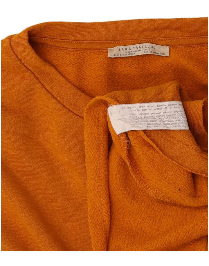 Zara Womens Trafaluc Sweatshirt Jumper UK 14 Medium Orange Cotton