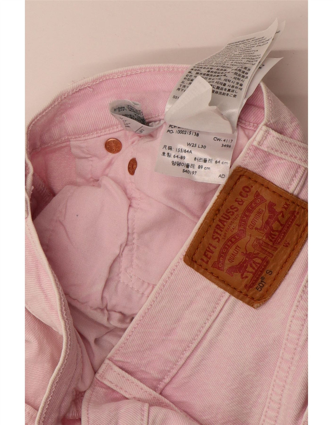 Levi's Womens 501 Straight Jeans W25 L30 Pink Cotton