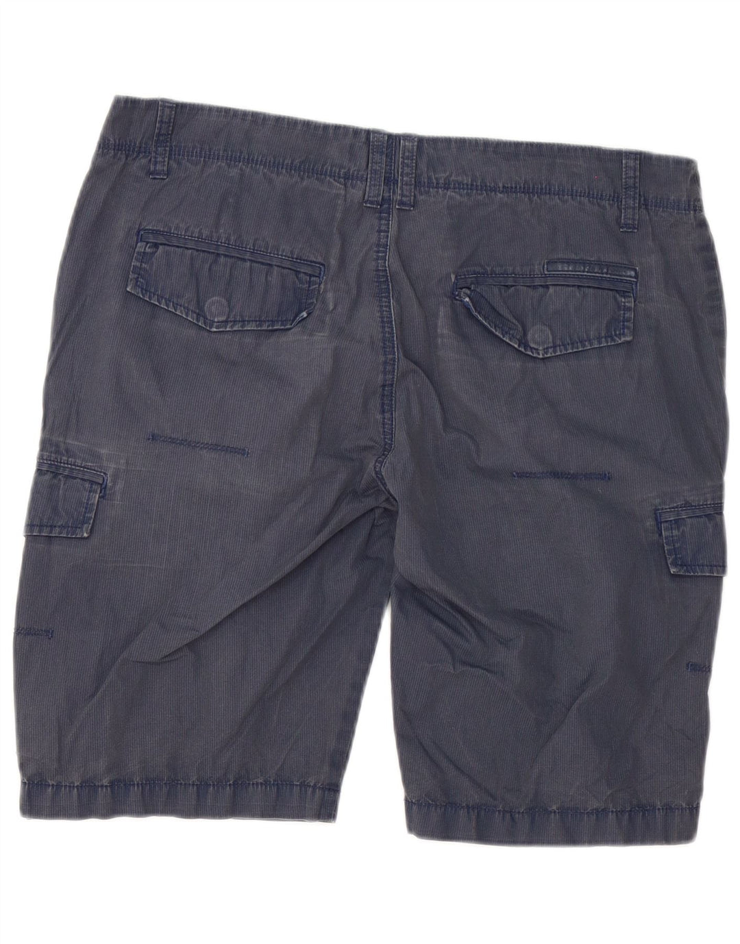 Calvin Klein Mens Cargo Shorts W33 Medium Navy Blue Pinstripe Cotton