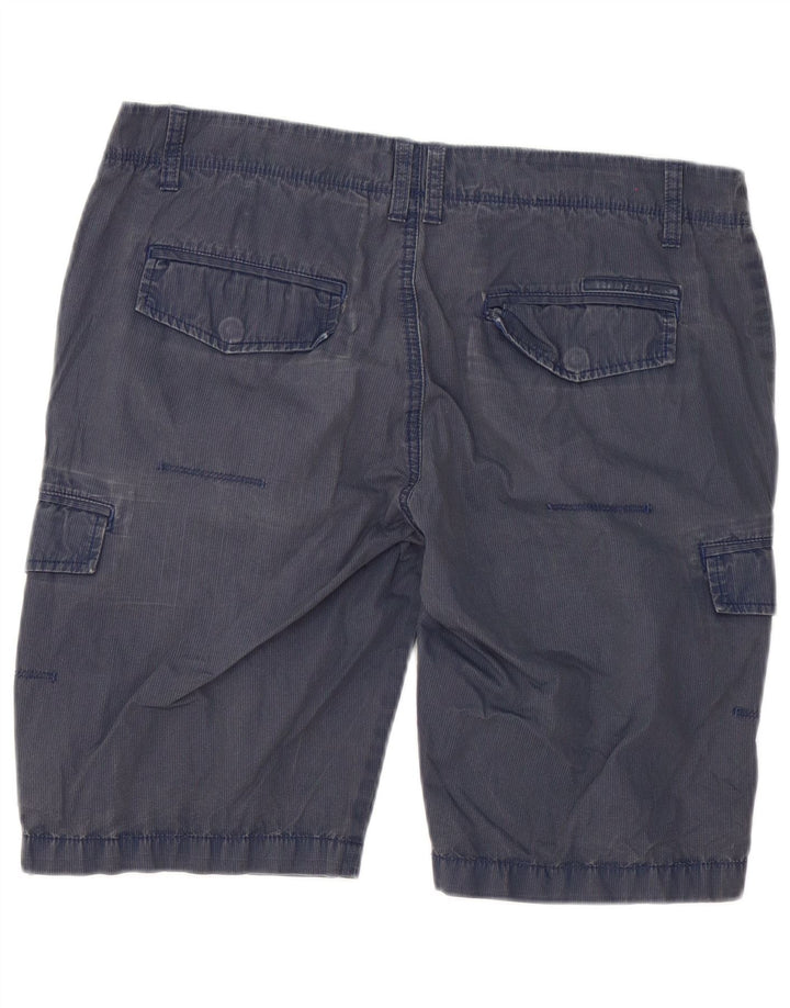Calvin Klein Mens Cargo Shorts W33 Medium Navy Blue Pinstripe Cotton
