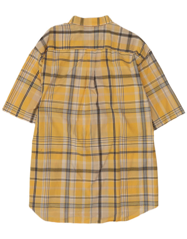 Nautica Mens Short Sleeve Shirt XL Yellow Check Cotton