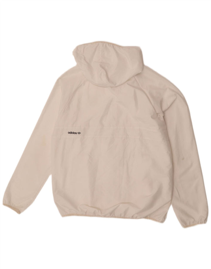 Adidas Mens Climalite Hooded Windbreaker Jacket UK 40 Large White Polyester